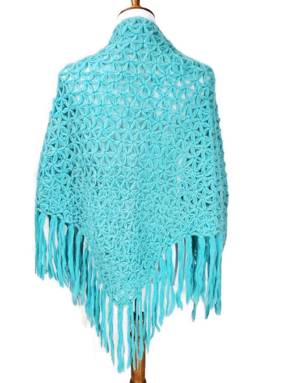 SHAWL ,CROCHET HANDMADE BY GRANDMA BOHO FRINGE TRENDING BEACHY SPRING COACHELLA